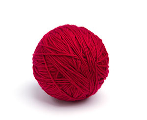 a red ball of yarn